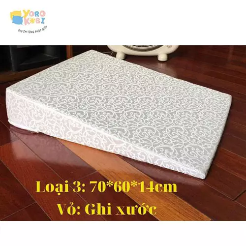 Gối chống trào ngược Yorokobi - đỉnh vát nhọn 14 cotton xanh ghi Nhật - Ảnh 6